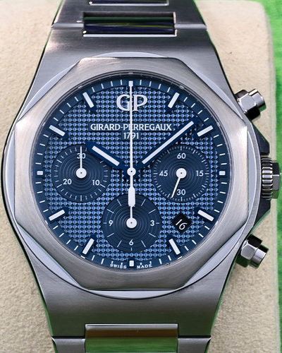 No Reserve - 2019 Girard Perregaux Laureato Chronograph 42MM Blue Dial Steel Bracelet (81020-11-431-11A)