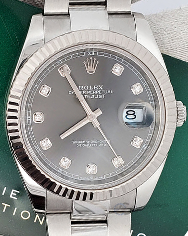 Rolex Datejust 41MM Rhodium Diamond Dial Oyster Bracelet (126334)