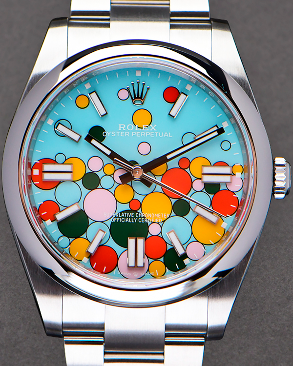 2024 Rolex Oyster Perpetual 41MM Turquoise "Celebration Motif" Dial Oyster Bracelet (124300)