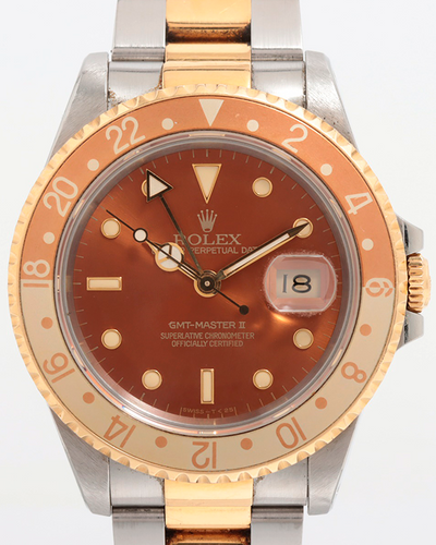 1992 Rolex GMT-Master II Vintage "Root Beer" 40MM Brown Dial Two-Tone Bracelet (16713)