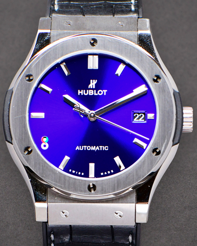 Hublot Classic Fusion "Kuwait Boutique" L.E. 45MM Electric Blue Dial Leather/Rubber Strap (511.NX.8970.LR.KWT14)