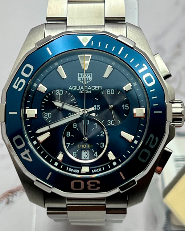 No Reserve - 2021 TAG Heuer Aquaracer 300M Quartz Steel Blue Dial (CAY111B.BA0927)