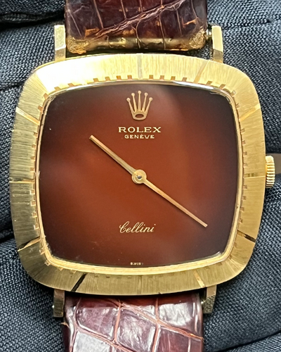 Rolex Cellini Vignette Burgundy 30MM Red Dial Leather Strap (4084)