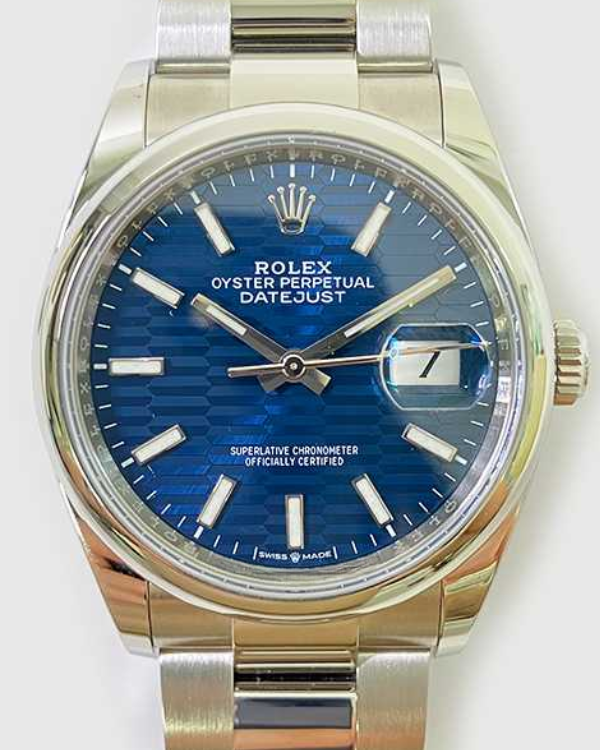 2023 Rolex Datejust 36MM Bright Blue Fluted Dial Oystersteel Bracelet (126200)
