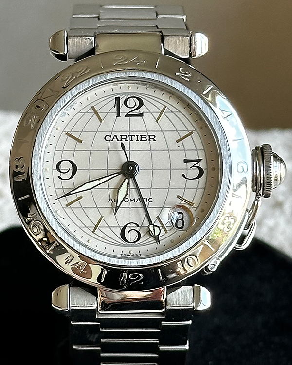 Cartier Pasha De Cartier 35MM Silver Dial Steel Bracelet (W31029M7)