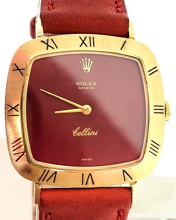 Rolex Cellini 30.3X29MM Red Dial Aftermarket Leather Strap (3830J)