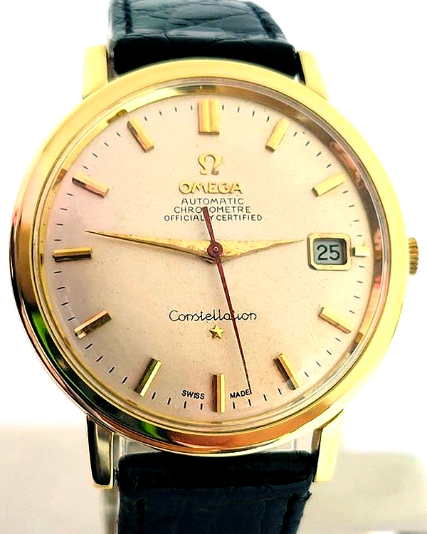 Omega Constellation 35.8MM Champagne Dial Aftermarket Leather Strap (168004/14)