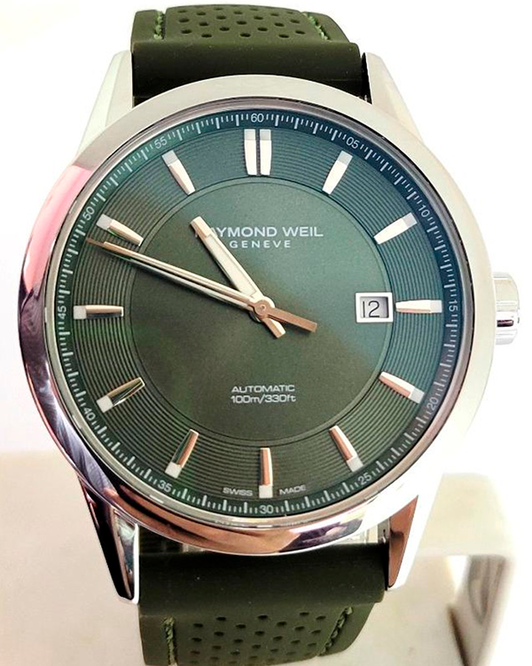 Raymond Weil Freelancer 42MM Green Dial Aftermarket Silicone Strap (2731-ST-52001)