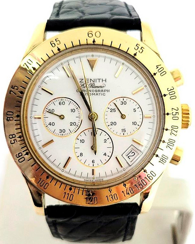 Zenith El Primero Chronograph 40MM White Dial Aftermarket Leather Strap (06-0050-400)