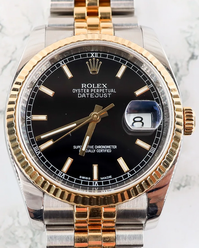 Rolex Datejust 36MM Black Dial Two-Tone Jubilee Bracelet (116233)