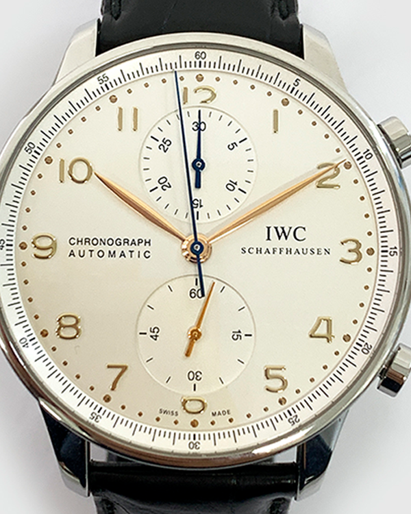 IWC Portuguese Chronograph 41MM Silver Dial Leather Strap (IW371445)