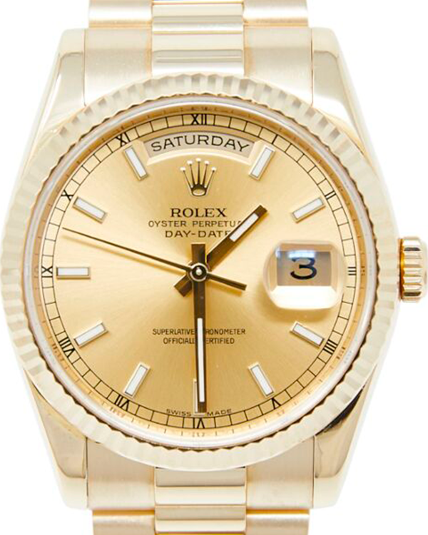 2011 Rolex Day-Date "President" 36MM Champagne Dial Yellow Gold President Bracelet (118238)