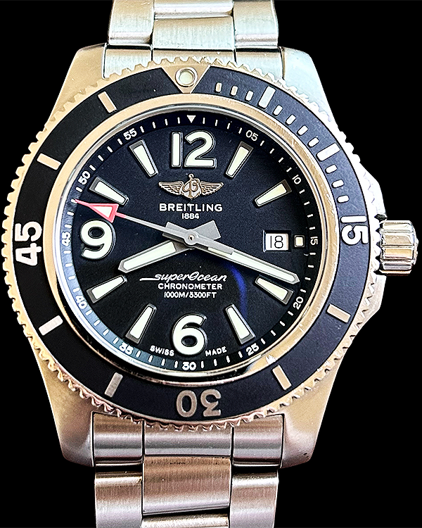 No Reserve - 2021 Breitling Superocean 44MM Black Dial Steel Bracelet (A17367D71B1A1)