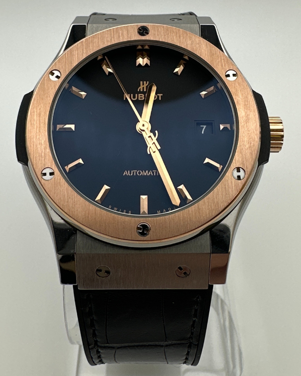 Hublot Classic Fusion 42MM Titanium and King Gold Strap Black Dial (542.NO.1181.RX)