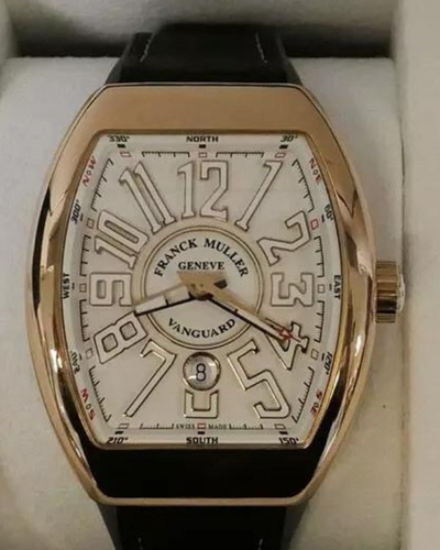 Franck Muller Vanguard 45MM White Dial Leather Strap (V-45-SC-DT-(BC)-5N)