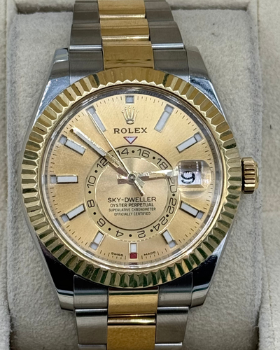 2017 Rolex Sky-Dweller 42MM Champagne Dial Two-Tone Oyster Bracelet (326933)