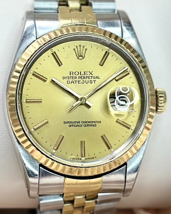 1991 Rolex Datejust 36MM Jubilee Bracelet Steel and Yellow Gold Champagne Dial (16233)