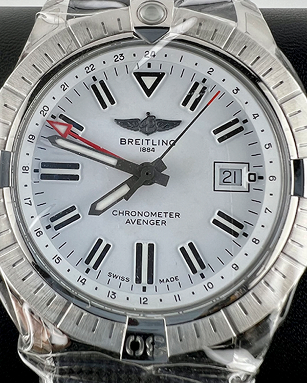 2024 Breitling Avenger Automatic GMT 43MM White Dial Leather Strap (A32397)