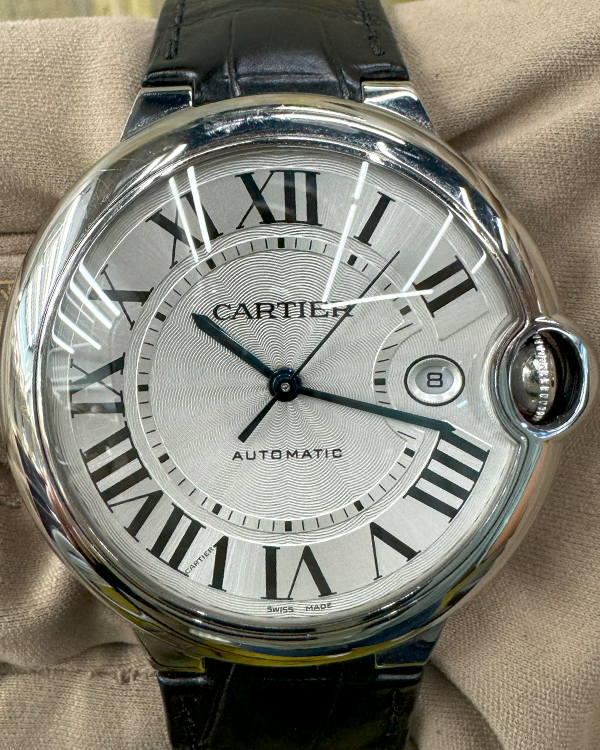 Cartier Ballon Bleu de Cartier 42mm Silver Dial Leather Strap (3765)