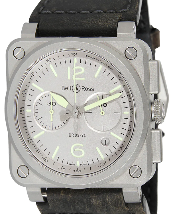 Bell & Ross BR 03-94 Horolum 42MM Grey Dial Leather Strap (BR0394-GR-ST/SCA)