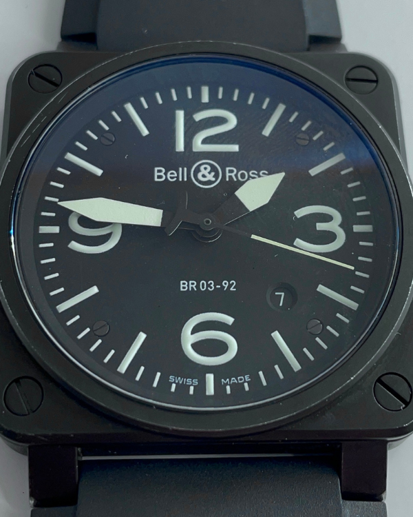 2008 Bell & Ross BR 03-92 42MM Black Dial Rubber Strap (BR0392-BL-CE)