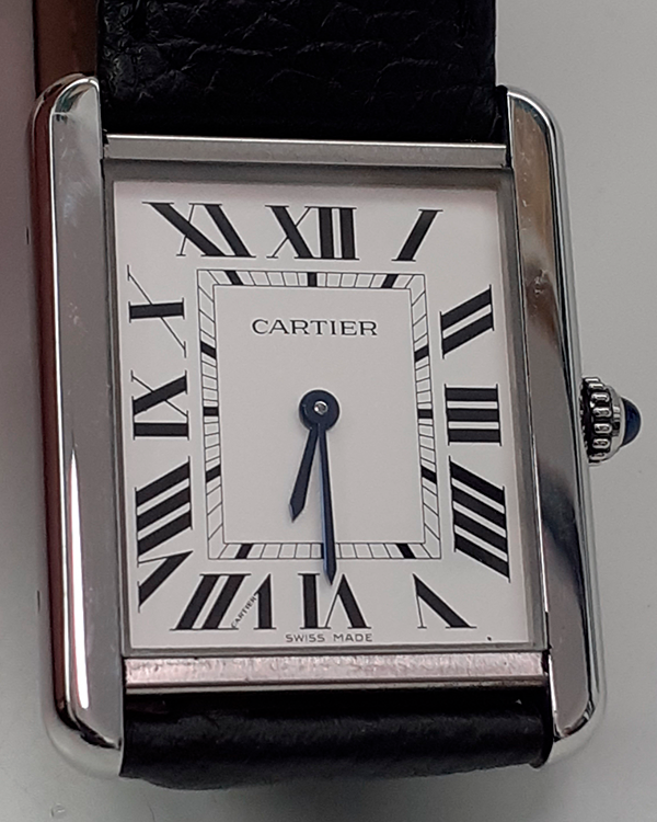 Cartier Tank Solo De Cartier 27MM Quartz White Dial Leather Strap (3169)