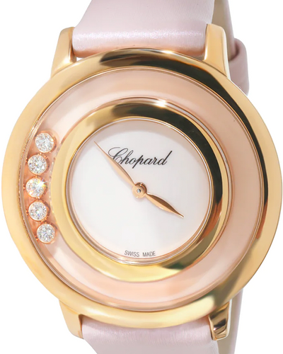 Chopard Happy Diamonds 32MM Quartz Pink Dial Leather Strap (209429-5106)