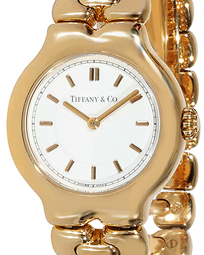 Tiffany & Co. Tesoro 24MM Quartz White Dial Yellow Gold Bracelet (L0133)