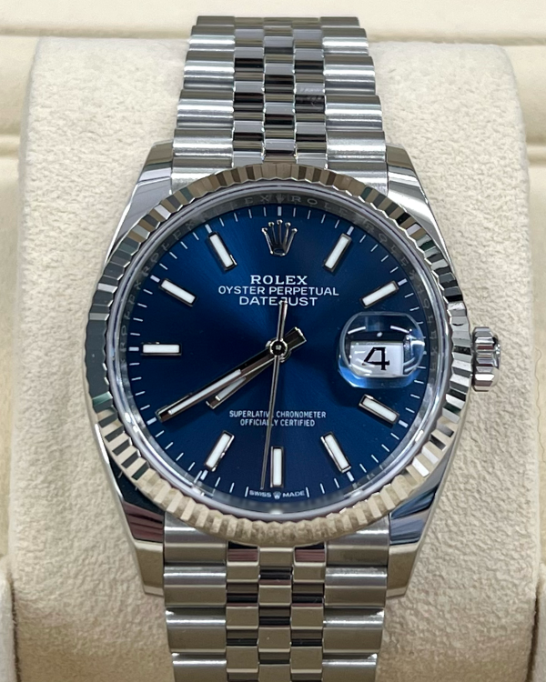 2022 Rolex Datejust 36MM Blue Dial Oystersteel Jubilee Bracelet (12623 ...