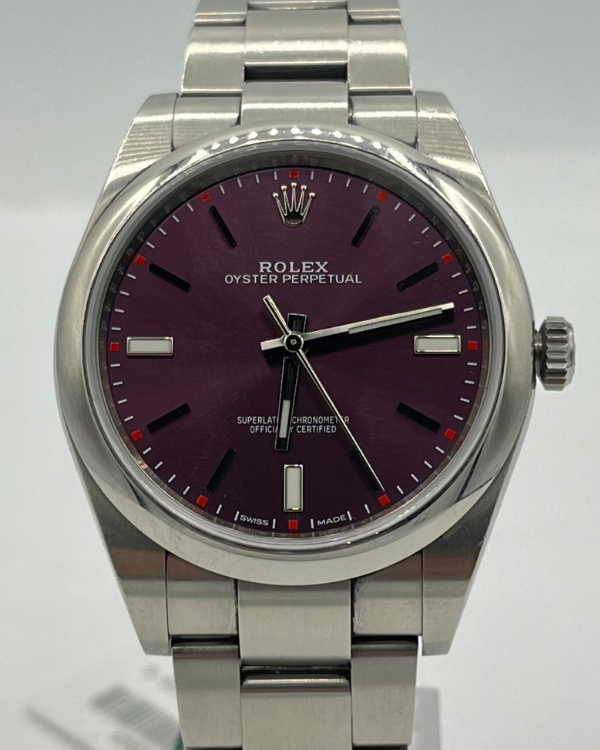 2018 Rolex Oyster Perpetual 39MM Red Grape Dial Oyster Bracelet (114300)