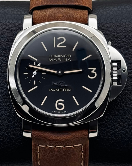 2012 Rare Panerai Luminor Marina Acciaio L.E. 44MM Black Dial Leather Strap (PAM00470)