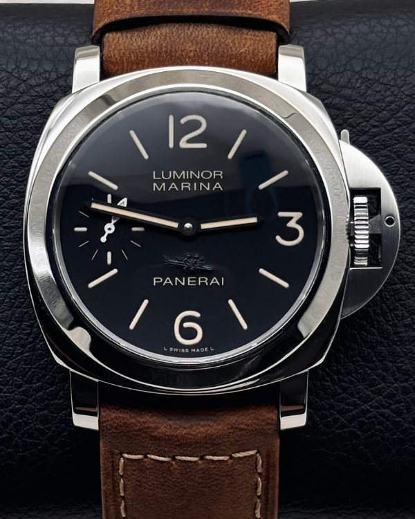 2012 Rare Panerai Luminor Marina Acciaio L.E. 44MM Black Dial Leather Strap (PAM00470)