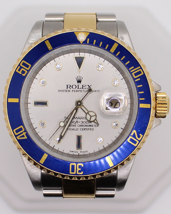 Rolex Submariner 40MM Silver "Sultan Serti" Dial Two-Tone Oyster Bracelet (16613)