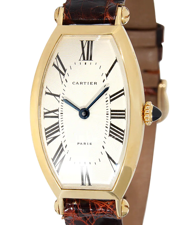 Cartier Tonneau Vintage 21MM White Dial Leather Strap (W1528551)