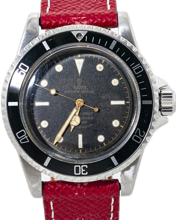 Tudor Submariner Oyster Prince Gilt 40MM Black Dial Leather Strap (7928)