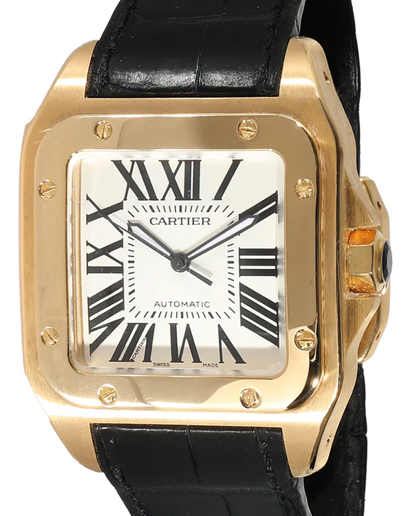 Cartier Santos 100 38MM Silver Dial Leather Strap (W20071Y1)