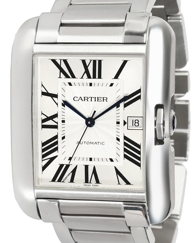 2014 Cartier Tank de Cartier Anglaise 36MM Silver Dial Steel Bracelet (W5310008)