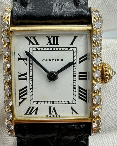 Cartier Tank Louis de Cartier "Paris" 18MM White Dial Leather Strap (6711)