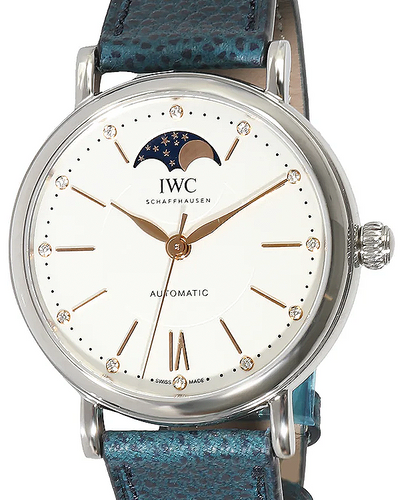 2024 IWC Schaffhausen Portofino Moonphase 37.1MM White Dial Leather Strap (IW459601)