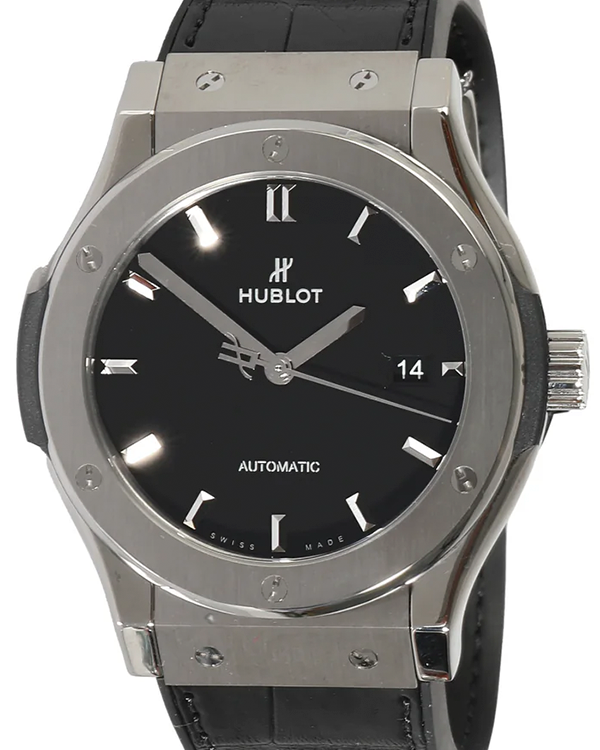 Hublot Classic Fusion 42MM Black Dial Leather/Rubber Strap (542.NX.1171.LR)