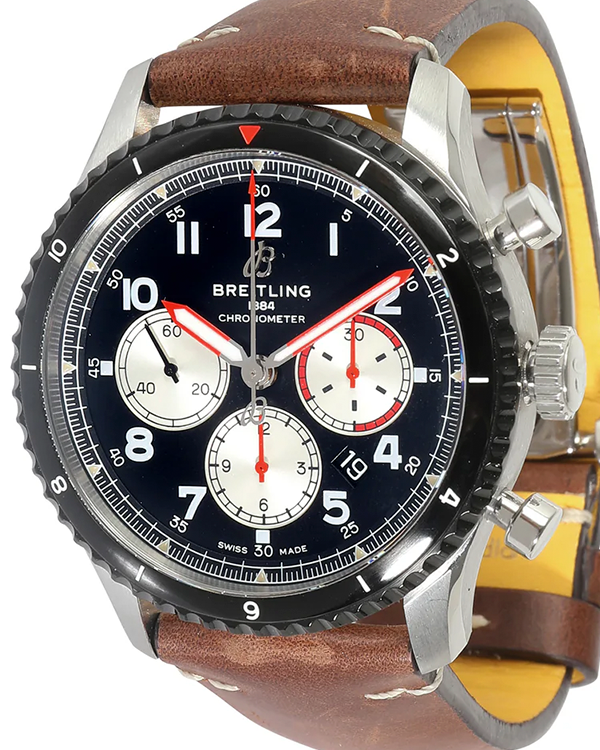 2019 Breitling Aviator 8 B01 Mosquito 43MM Black Dial Leather Strap (AB01194A1B1X2)