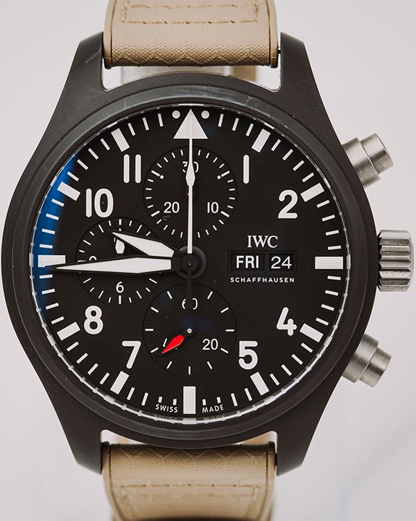 2022 IWC Pilot Top Gun 44.5MM Black Dial Leather  Strap (IW389101)