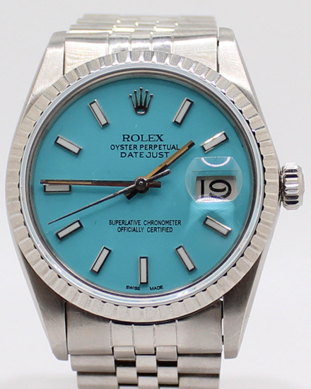 Rolex Datejust 36MM Aftermarket Blue Dial Jubilee Bracelet (16030)