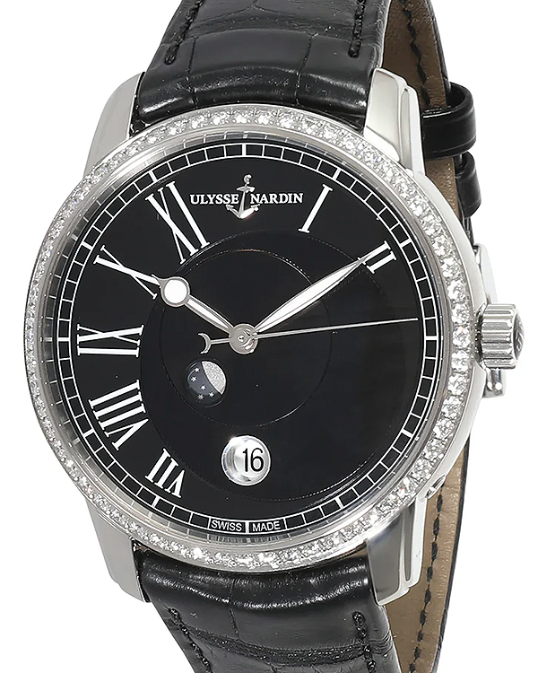 Ulysse Nardin Classico Luna 40MM Black Dial Leather Strap (8293-122)