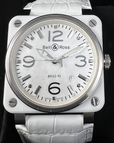 2016 Bell & Ross BR 03 42MM Mother-of-Pearl Dial Aftermarket Leather Strap (BR03-92-SC)