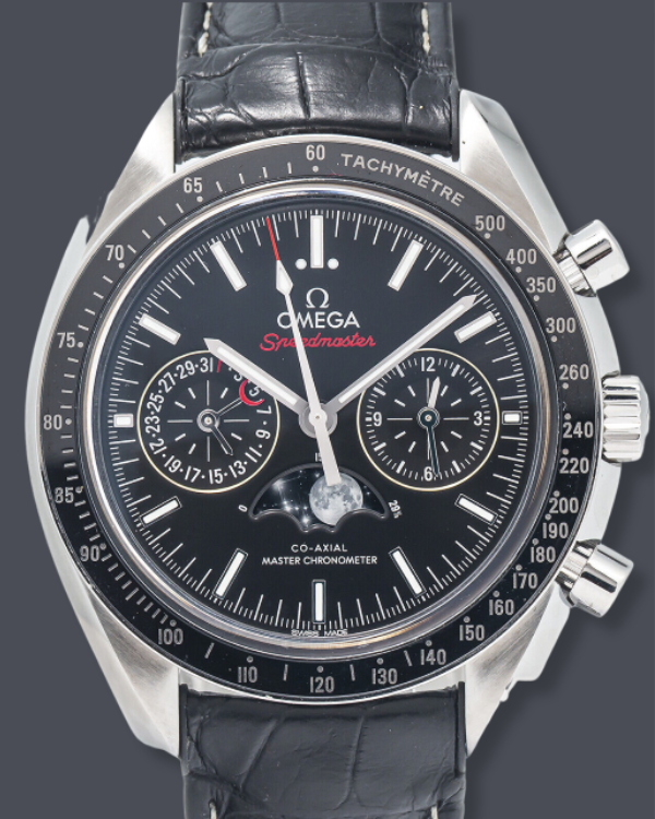 Omega Speedmaster Professional Moonwatch Moonphase 44.25MM Black Dial Leather Strap (304.33.44.52.01.001)