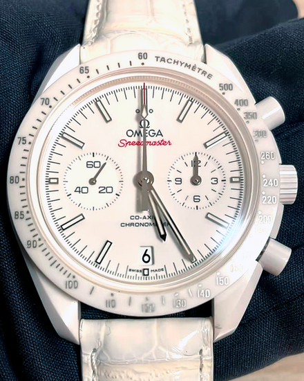 Omega Speedmaster Dark Side of the Moon "White Side of the Moon" 44.25MM White Dial Leather Strap (311.93.44.51.04.002)