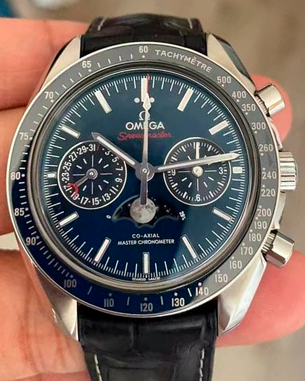 Omega Speedmaster Moonphase Moonwatch 44.25MM Blue Dial Leather Strap (304.33.44.52.03.001)