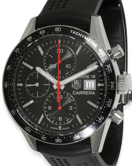 Tag Heuer Carrera Calibre 16 41MM Black Dial Rubber Strap (CV201AK.FT6040)