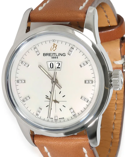 Breitling Transocean 38MM Mother of Pearl Dial Leather Strap (A1631012/A765)